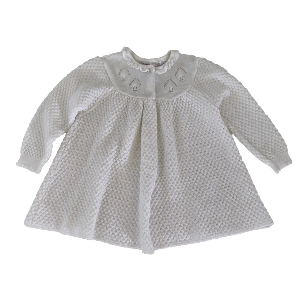 VTG White Crochet 4T Toddler Girl Cardigan‎ Sweater Cover Spring Summer Y2K EUC